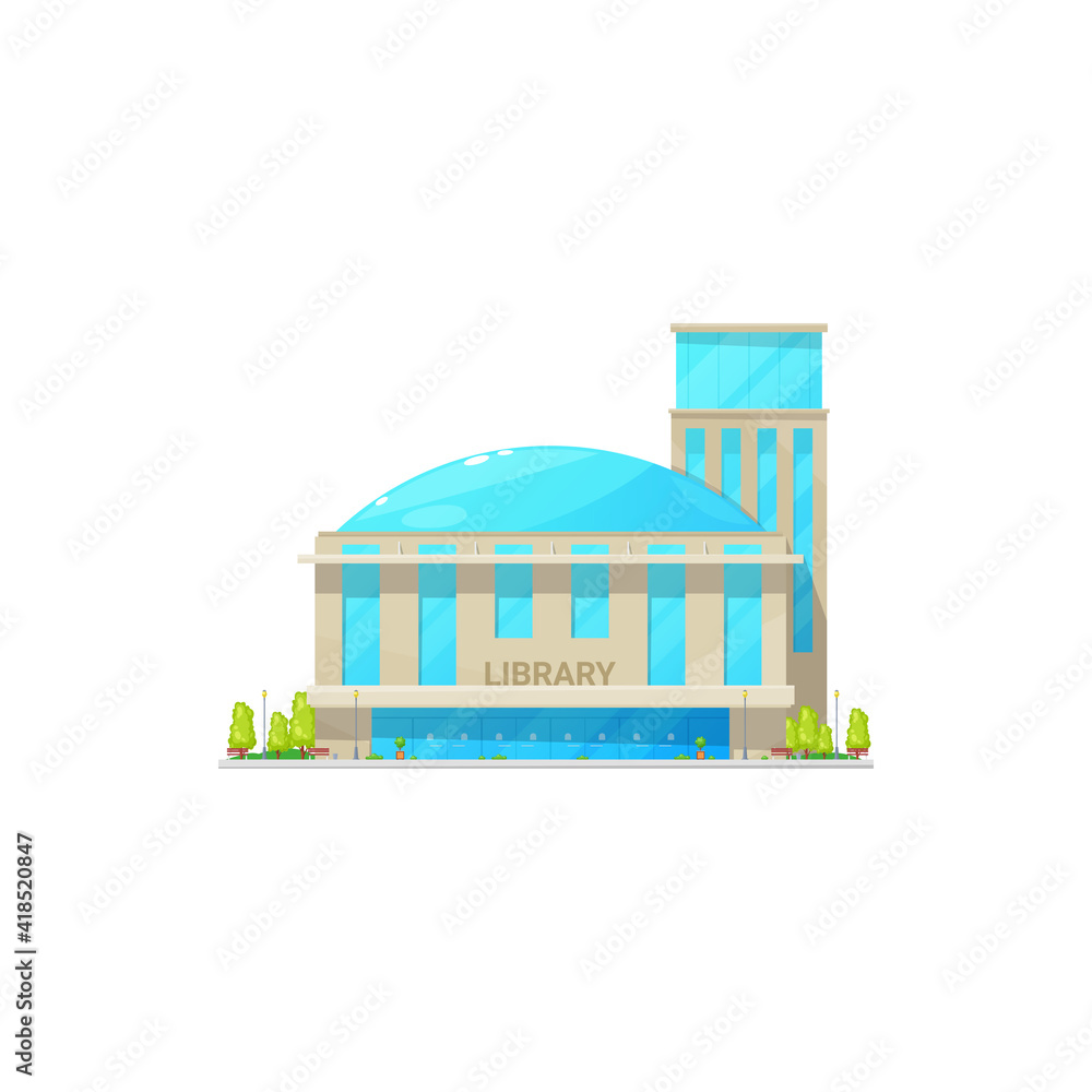 Template Library Building Vector de Stock Public library building with dome shape cell isolated ...