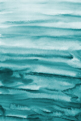 Wall Mural - Turquoise watercolor background. Ombre blue ocean texture. 