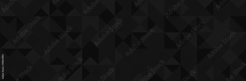 Abstract vector background from triangles. Background color is dark gray, black, gradient. Gradient pattern for design decoration. Conceptual background. - obrazy, fototapety, plakaty 