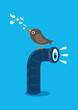 Bird standing on periscope vector illustration