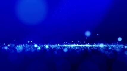 Wall Mural - Magic abstract glittering particles with light effects and dust particles in cyberspace as 3D video animation blue blurred fractal background