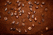 Coffee beans on ground coffee