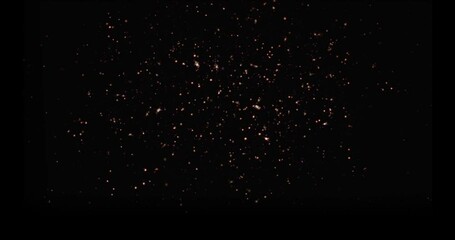 Wall Mural - close up fire explosion rising from ground with detonating pieces. 4k vfx element black background w
