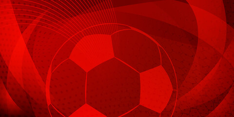 Wall Mural - Football or soccer background with big ball in red colors