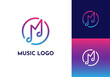 Music logo concept with two musical notes in an M letter shape.