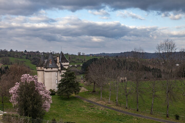 Poster - Chabrignac (Corrèze, France) - Vue printanière du château