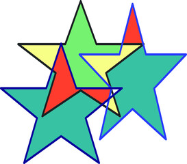 Wall Mural - Composition of three intersected stars filled with various colors.