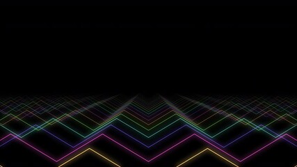 Wall Mural - wave neon lines rainbow colored background looped animation