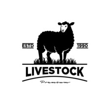 Livestock Sheep Farm Badge Minimal Premium Black Logo Vector Illustration Isolated Background 