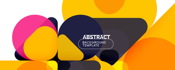 Flat geometric round shapes and dynamic lines, abstract background. Vector illustration for placards, brochures, posters and banners