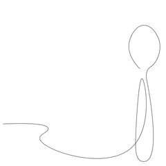 Wall Mural - Spoon silhouette line drawing, vector illustration