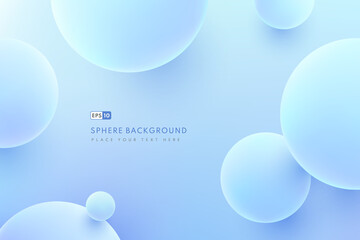 Wall Mural - Abstract liquid fluid circles hologram color background. 3D sphere shape light blue. Creative minimal buble trendy gradient template for cover brochure, flyer, poster, banner web. Vector illustration