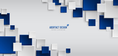 Wall Mural - Abstract geometric background with copy space, Rectangle grey and dark blue color pattern. Modern and minimal concept. You can use for cover, poster, banner web, Landing page, Print ad. Vector EPS10