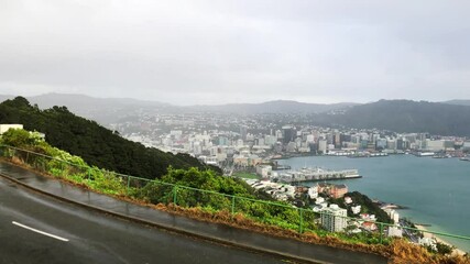 Canvas Print - Wellington aerial view from the city hill, New Zealand