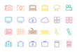 © september55 - 写真,パソコン,ムービー,ディスプレイ,雲,鍵,サーバー,TEL,キーボード,鞄,ゴミ箱のカラフル線画アイコンセット