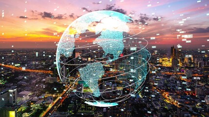 global connection and the internet network modernization in smart city . concept of future 5g wirele