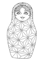 Wall Mural - black and white isolated russian matrioshka  doll