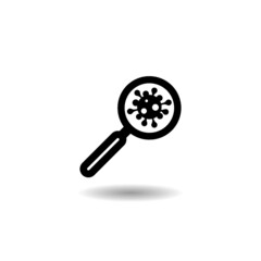 Sticker - Virus under a magnifying glass icon with shadow