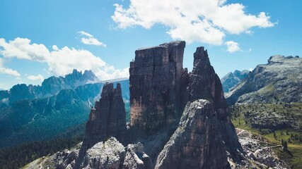 Sticker - Amazing aerial view of Dolomite Mountains, Italy. Cinque Torri, Five Towers