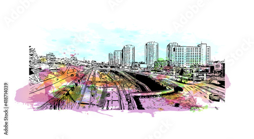 Building view with landmark of Katowice is an industrial city situated in the...