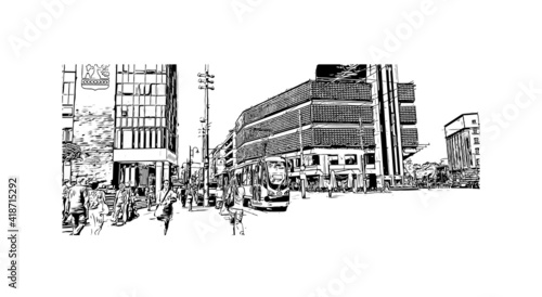Building view with landmark of Katowice is an industrial city situated in the...