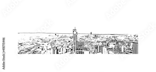 Building view with landmark of Katowice is an industrial city situated in the...