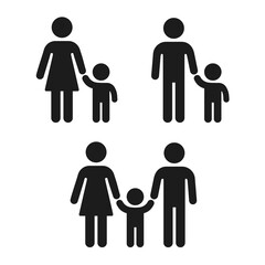 Wall Mural - Parents and child icons