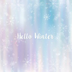 Wall Mural - Hello winter blurred background. Christmas Snowflakes Blurred Background