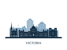 Victoria Skyline, Monochrome Silhouette. Vector Illustration.