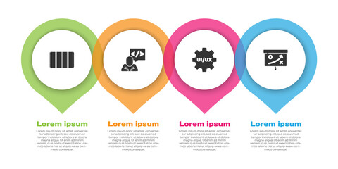 Set Color palette guide, Front end development, UI UX design and Planning strategy concept. Business infographic template. Vector.