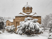 Snow In Athens - St Apostoles Church