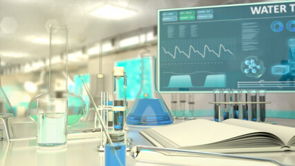 Wall Mural - cg healthcare 3d illustration, laboratory drinkable water test