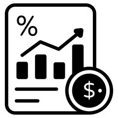 Sticker - 
Chart and dollar showing glyph icon of business growth 

