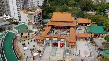 Poster - Drone fly over Wong Tai Sin Temple