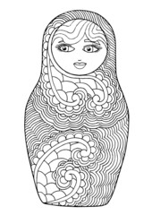 Wall Mural - black and white isolated russian matrioshka  doll