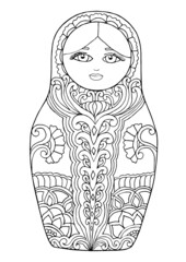 Wall Mural - black and white isolated russian matrioshka  doll