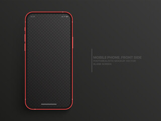 Wall Mural - photo realistic mobile phone iphone vector mockup with blank screen isolated on dark gray background