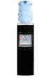 © daniel - complete photo of black electric purified water dispenser with hot and cold water with refrigerator included on a white background