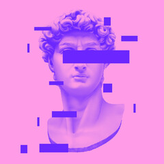 Wall Mural - vector michelangelo's david bust. aesthetic contemporary art collage. vaporwave style poster concept