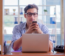 Student studying at home preparing for exam