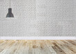white stone wall empty room and interior design, hanging lamp. 3D illustration