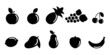 Set 10 fruits icon flat design black and white