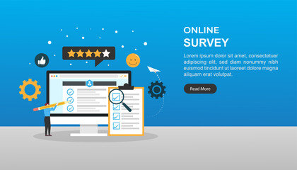 online survey concept. questionnaire that the target audience to create as web forms with a database