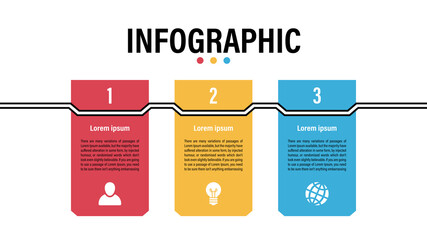 Wall Mural - Infographic design template with business concept vector illustration with 3 steps or options or processes represent work flow or diagram