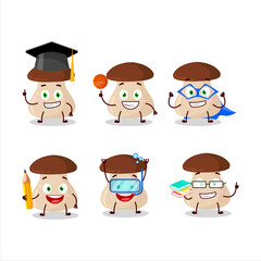 Sticker - School student of boletus edulis cartoon character with various expressions