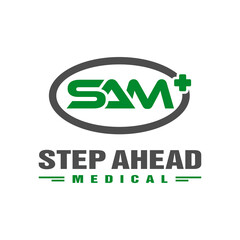 Sticker - modern health logo with letter SAM