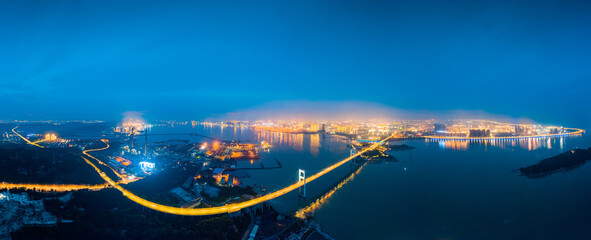 Wall Mural - Night view of Shantou Bay Bridge, Shantou City, Guangdong Province, China