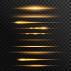 fiery light flares, glowing sunbeams or rays effect set. energy burst, flying comet or burning meteo