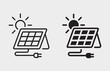 Solar panel station icon on white background. Vector illustration.