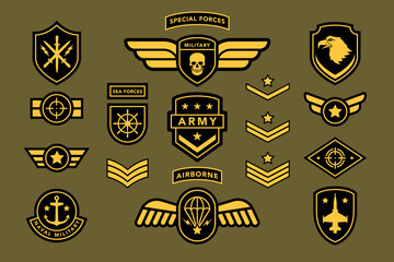 special force army insignia uniform label, tag, stripe badge. navy, airborne soldier military camouf
